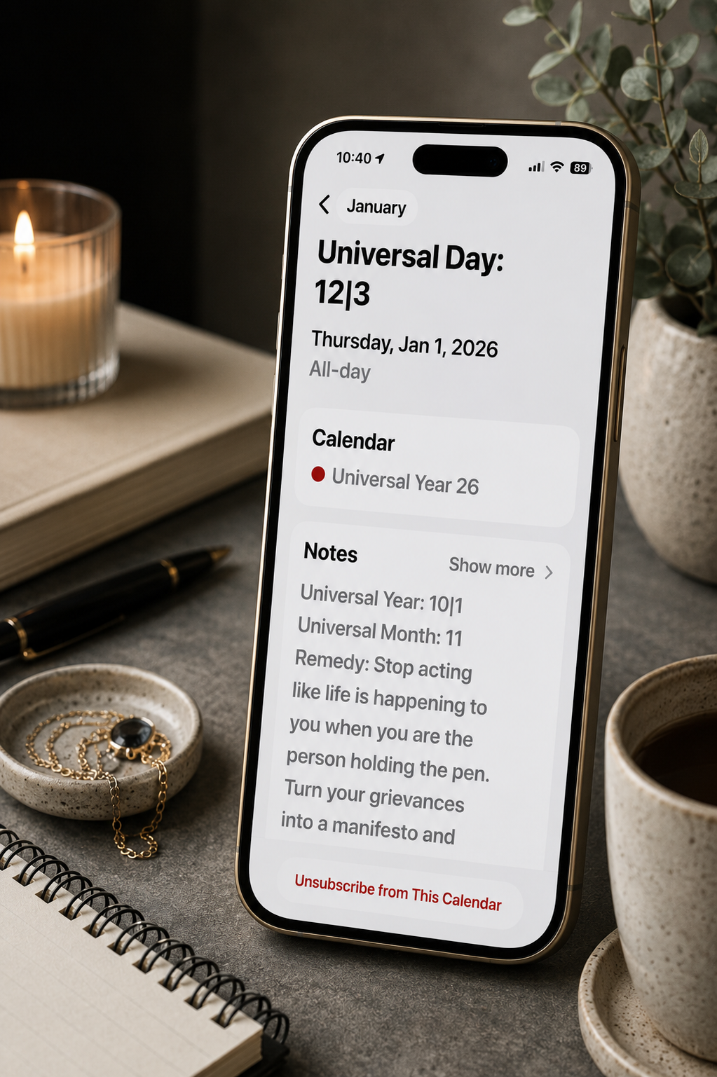 Universal Year Remedies Calendar